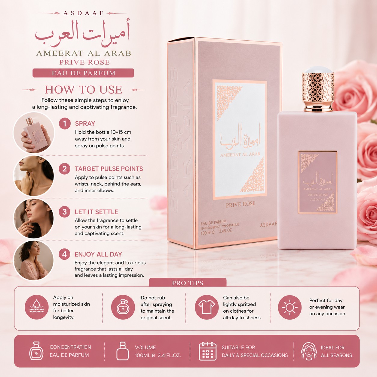 Asdaaf Eshq Rose Eau De Parfum – 100ml