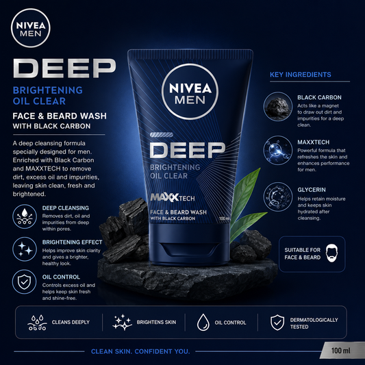 NIVEA MEN Face & Beard Wash Cleanser- 100ml