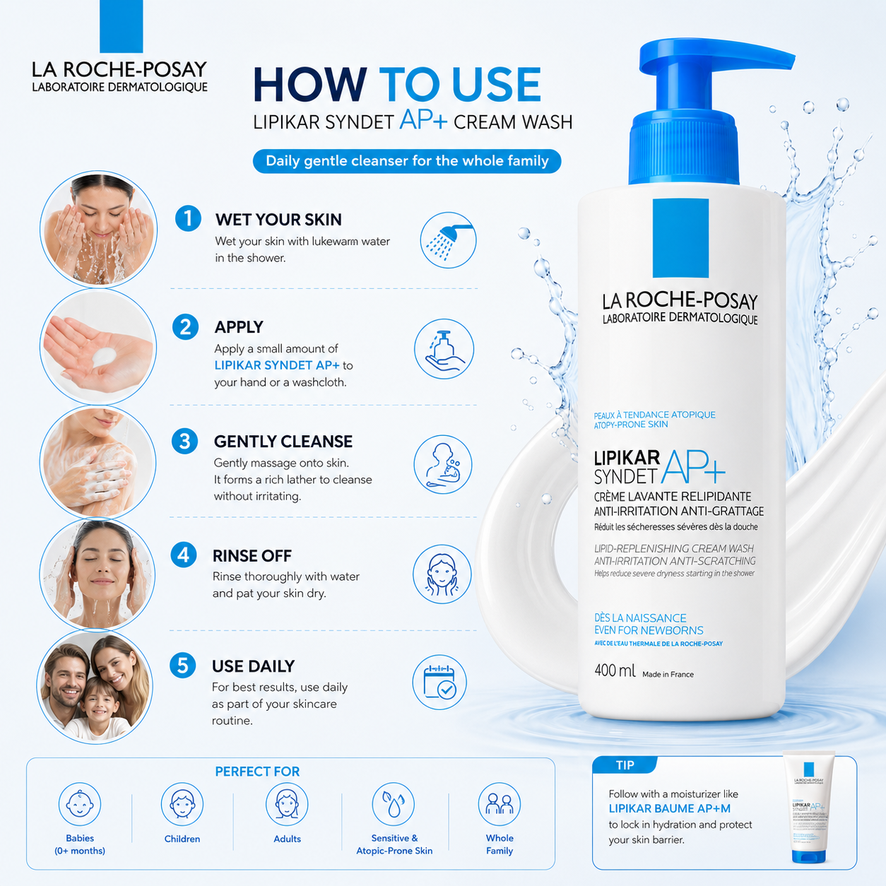 La Roche-Posay Lipikar Syndet AP+ Lipid-Replenishing