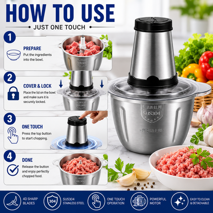 Electric Stainless Steel Food Chopper – 5L