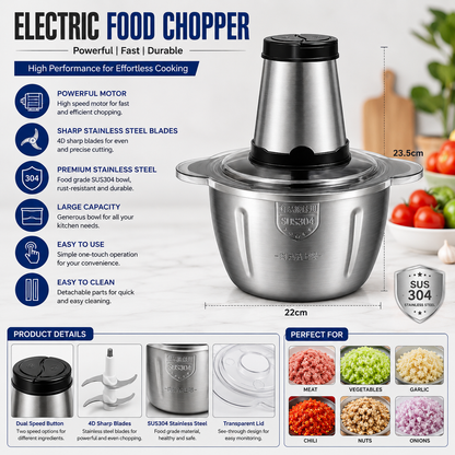 Electric Stainless Steel Food Chopper – 5L
