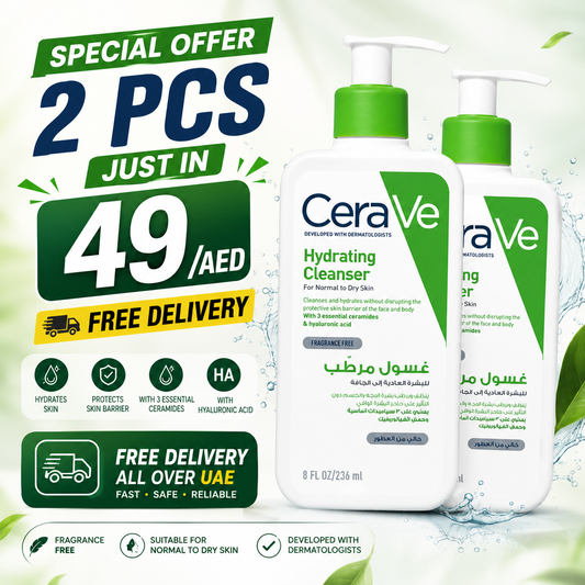 Special Offer – Buy 2 CeraVe Hydrating Cleansers for Only AED 49!