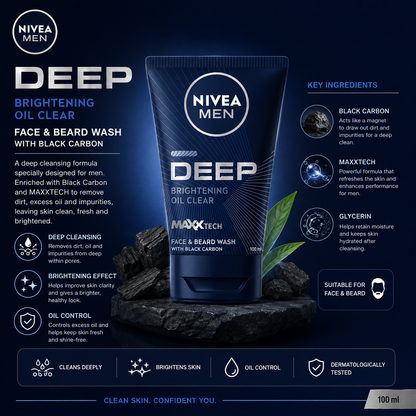 NIVEA MEN Face & Beard Wash Cleanser- 100ml