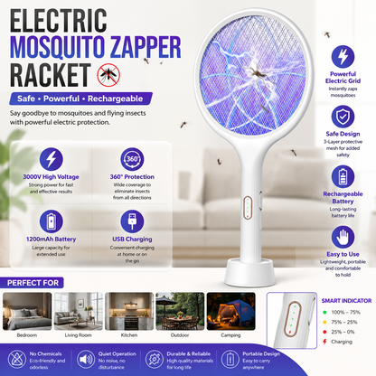 Rechargeable Electric Mosquito Swatter Racket