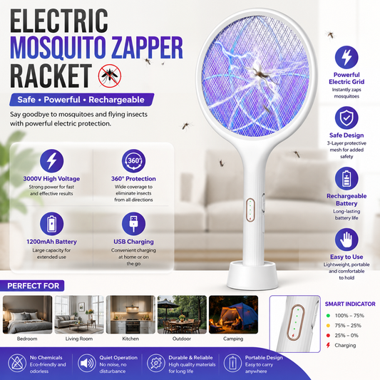 Rechargeable Electric Mosquito Swatter Racket