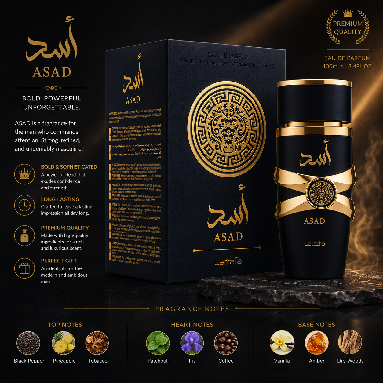 Lattafa Asad Eau de Parfum for Men –100ml