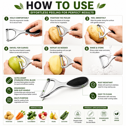Premium Stainless Steel Swivel Vegetable Peeler